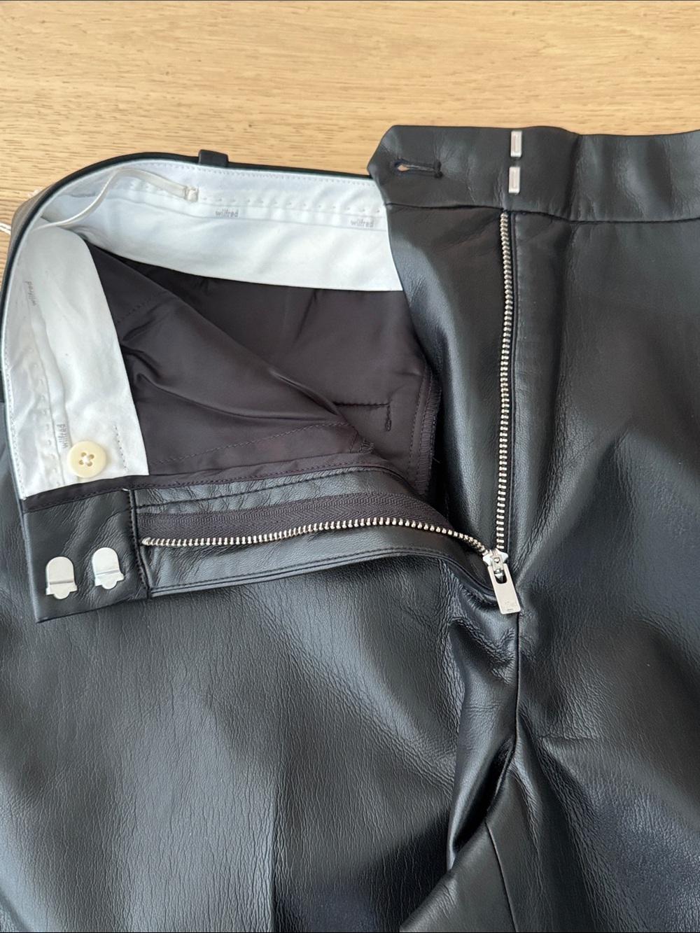 Aritzia Black Faux Leather Wide-Leg Pants - Picture 3 of 4